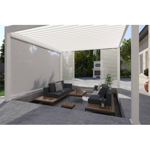 Pergola bioclimatique autoportante blanc - 400 x 400 x H. 258 cm - Ombréa