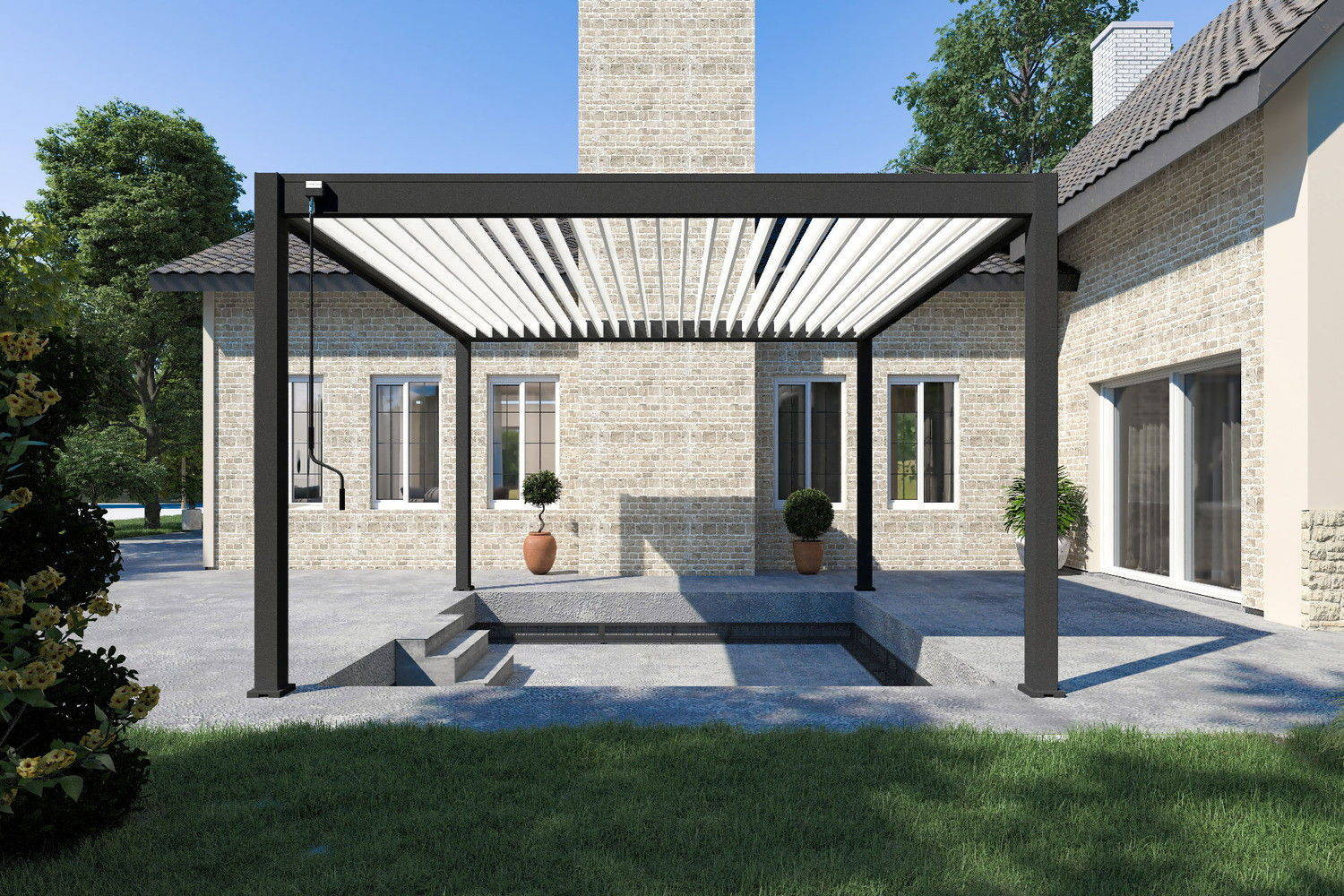Pergola bioclimatique Ombréa VS autoportante 4x4M - vue 2