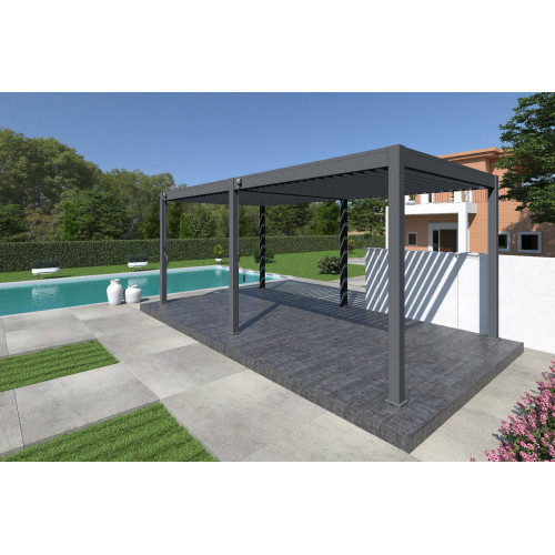 Pergola bioclimatique autoportante anthracite - 300 x 600 x H. 258 cm - Ombréa