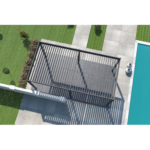 Pergola bioclimatique autoportante anthracite - 300 x 600 x H. 258 cm - Ombréa