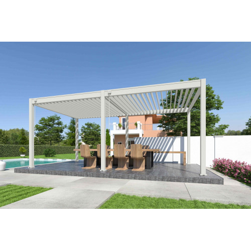 Pergola bioclimatique autoportante blanc - 300 x 600 x H. 258 cm - Ombréa