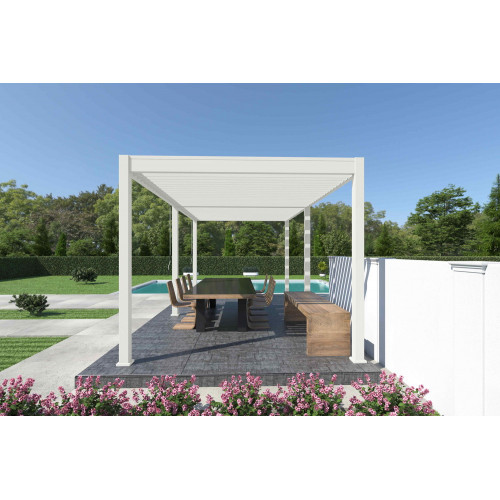 Pergola bioclimatique autoportante blanc - 300 x 600 x H. 258 cm - Ombréa