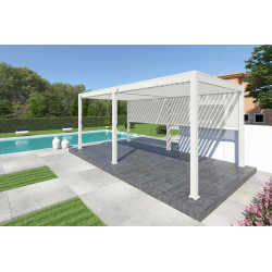 Pergola bioclimatique autoportante blanc - 300 x 600 x H. 258 cm - Ombréa