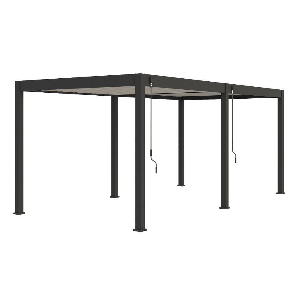 Pergola Aluminium OMBREA Bioclimatique et lames blanches 3x6 - vue 3