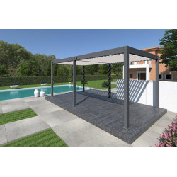 Pergola bioclimatique autoportante bicolore - 300 x 600 x H. 258 cm - Ombréa