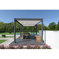 Pergola bioclimatique autoportante bicolore - 300 x 600 x H. 258 cm - Ombréa