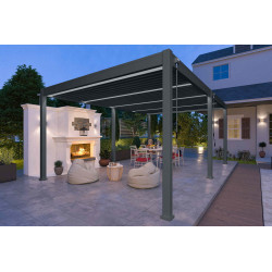 Pergola bioclimatique autoportante anthracite - 400 x 600 x H. 258 cm - Ombréa