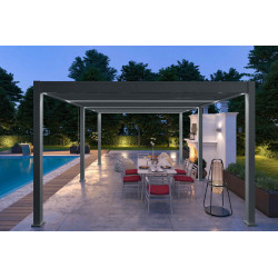 Pergola bioclimatique autoportante anthracite - 400 x 600 x H. 258 cm - Ombréa