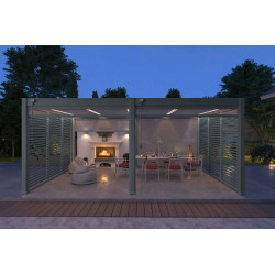 Pergola bioclimatique autoportante anthracite - 400 x 600 x H. 258 cm - Ombréa