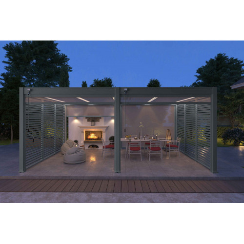 Pergola bioclimatique autoportante anthracite - 400 x 600 x H. 258 cm - Ombréa