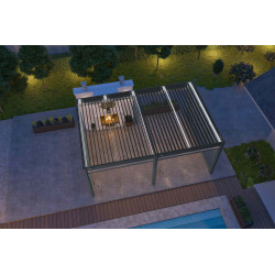 Pergola bioclimatique autoportante anthracite - 400 x 600 x H. 258 cm - Ombréa