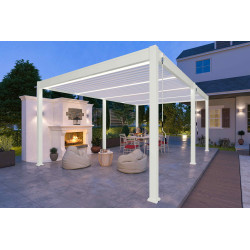 Pergola bioclimatique autoportante blanc - 400 x 600 x H. 258 cm - Ombréa