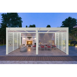 Pergola bioclimatique autoportante blanc - 400 x 600 x H. 258 cm - Ombréa