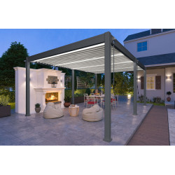 Pergola bioclimatique autoportante bicolore - 400 x 600 x H. 258 cm - Ombréa