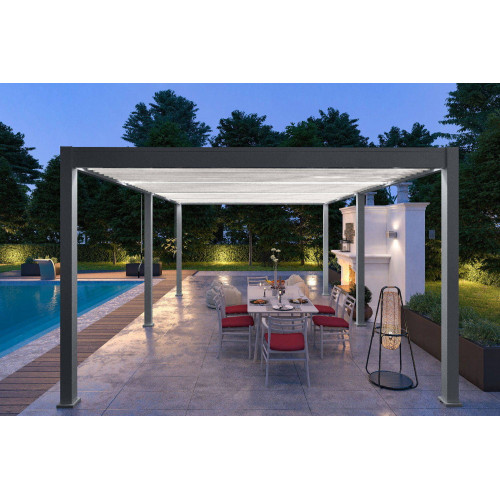 Pergola bioclimatique autoportante bicolore - 400 x 600 x H. 258 cm - Ombréa