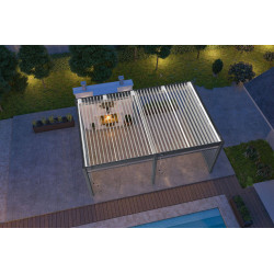 Pergola bioclimatique autoportante bicolore - 400 x 600 x H. 258 cm - Ombréa