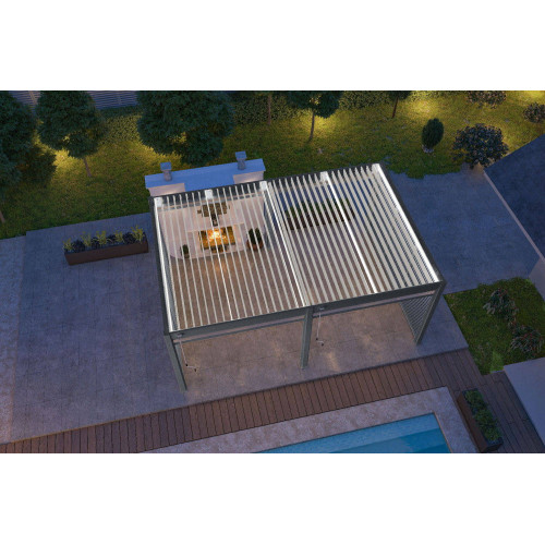 Pergola bioclimatique autoportante bicolore - 400 x 600 x H. 258 cm - Ombréa