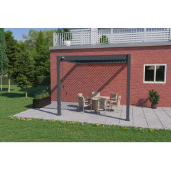 Pergola bioclimatique adossée anthracite - 300 x 300 x H. 258 cm - Ombréa