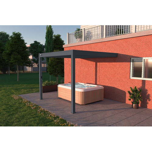 Pergola bioclimatique adossée anthracite - 300 x 300 x H. 258 cm - Ombréa