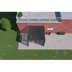 Pergola bioclimatique adossée anthracite - 300 x 300 x H. 258 cm - Ombréa