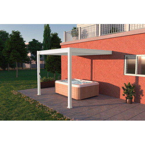 Pergola bioclimatique adossée blanc - 300 x 300 x H. 258 cm - Ombréa