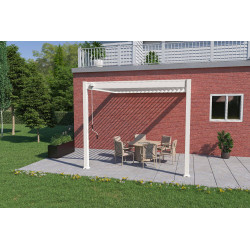 Pergola bioclimatique adossée blanc - 300 x 300 x H. 258 cm - Ombréa