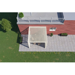 Pergola bioclimatique adossée blanc - 300 x 300 x H. 258 cm - Ombréa