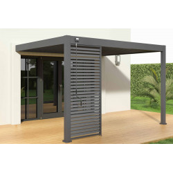 Pergola bioclimatique adossée anthracite - 300 x 400 x H. 258 cm - Ombréa