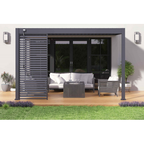 Pergola bioclimatique adossée anthracite - 300 x 400 x H. 258 cm - Ombréa