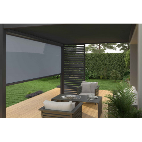 Pergola bioclimatique adossée anthracite - 300 x 400 x H. 258 cm - Ombréa