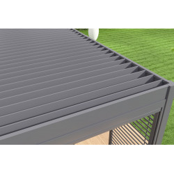 Pergola bioclimatique adossée anthracite - 300 x 400 x H. 258 cm - Ombréa