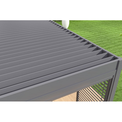 Pergola bioclimatique adossée anthracite - 300 x 400 x H. 258 cm - Ombréa