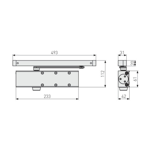 Ferme porte Alu Bras Glissière - Porte CFPF 60kg max - ABUS