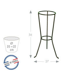 Colonne anthracite H. 56 cm pour pot 20-22 cm - Acier époxy RECONDITIONNE - Louis Moulin