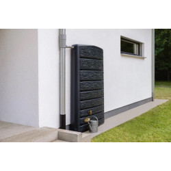 Cuve murale Extra-Slim 400L gris granite avec robinet PE imitation laiton - GRAF 