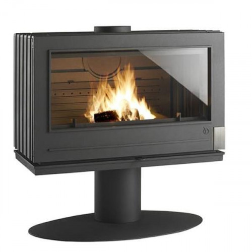 Poêle à bois ELTON 12 kW - Rdt: 75% - Bâches 80 cm - 100% fonte - Anthracite - Invicta