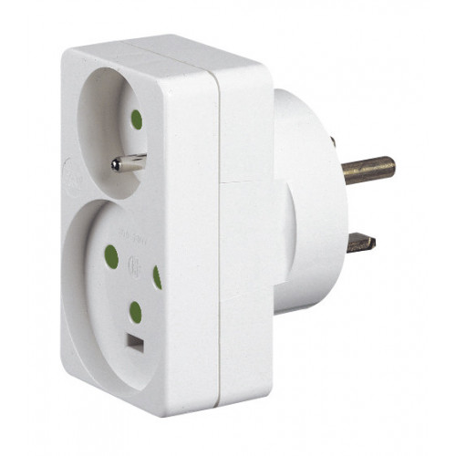 Adaptateur blanc 1 prise sans fusible 6A, Legrand