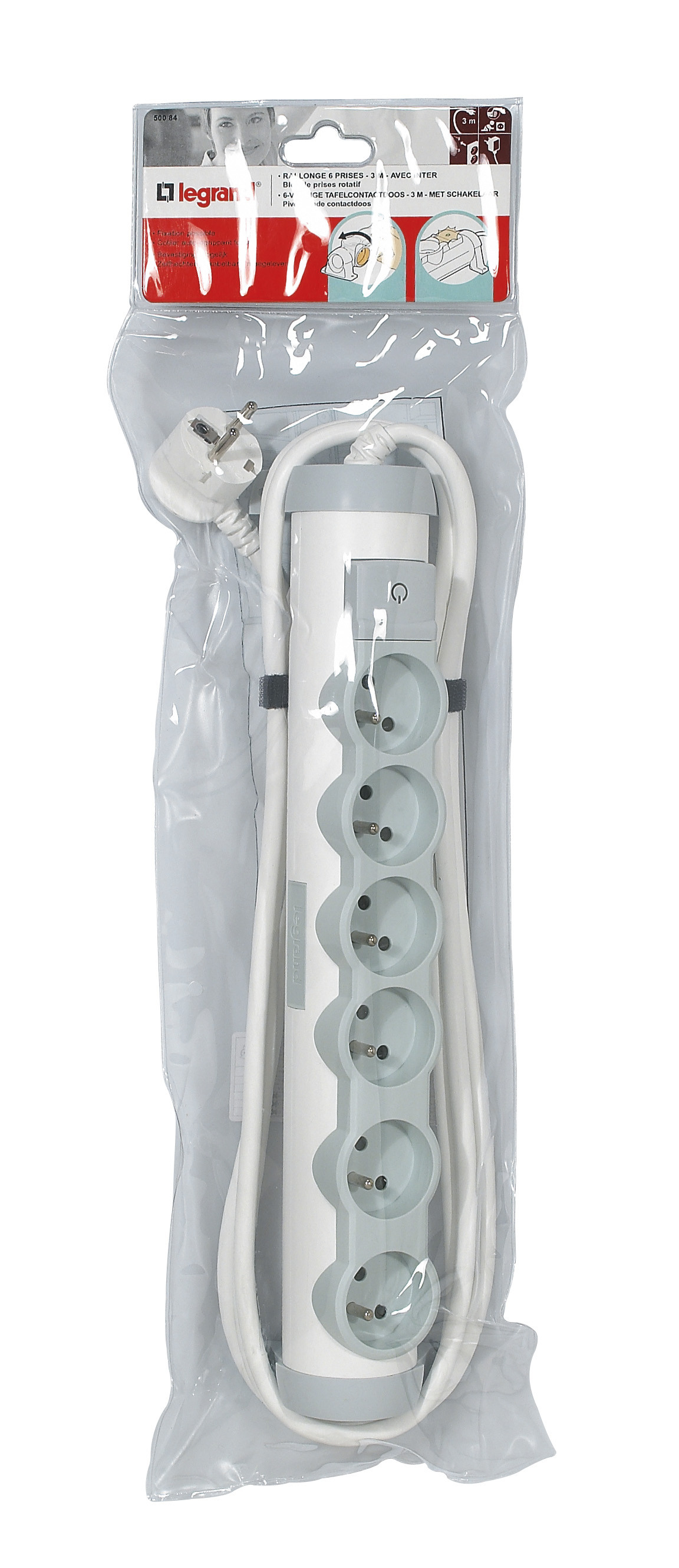 Bloc 6 prises confort à voyant cordon 3m