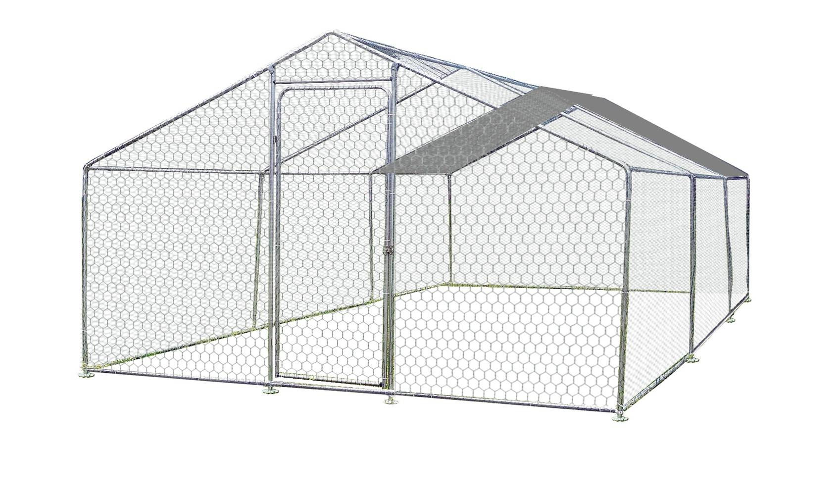 Enclos parc grillagé pour animaux 18 m2 - 8-20 poules - avec bâche de toit