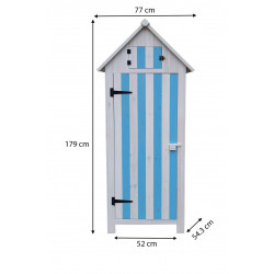 Armoire cabine de rangement 0,41m2 - lasurée bleu et blanc - 3 étagères - HABRITA