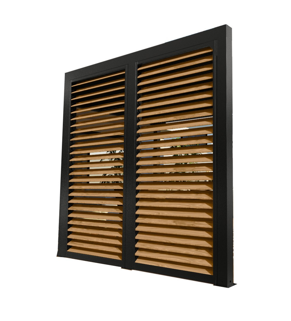 Ventelles aluminium mobiles couleur imitation bois pour côté 3 pour pergola bioclimatique PER 3630 BI et PER 2430 BI - vue 3