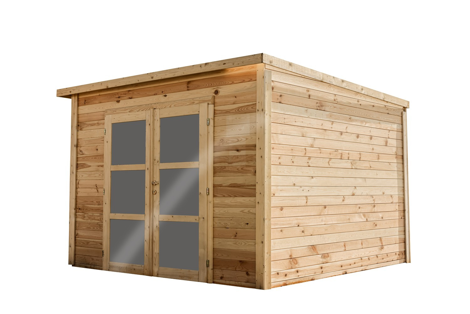 Abri 10,36 m² Madriers bois massif - 42 mm - toit mono pente