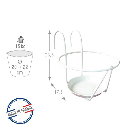 Porte-pots soucoupe crochet - 20-22 cm - blanc - Louis Moulin