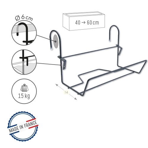 Support jardinière fil classique - 35x14 cm blanc - Louis Moulin