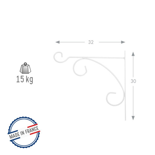 Potence fil Classique volute - 32x30 cm - blanc - Louis Moulin