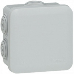 Boîte de dérivation IP55 65x65x40 mm gris de marque LEGRAND, référence: B1220200