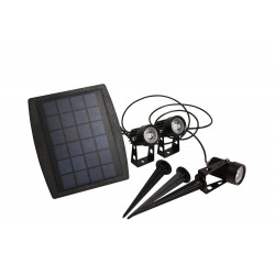 Eclairage de jardin solaire LED - 3 spots métal + panneau solaire à planter de marque FOXLIGHT, référence: B8127200