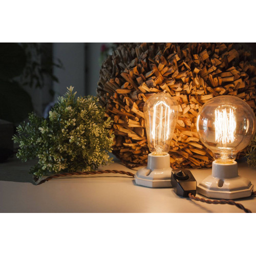 Lot Lampe Ceramique Avec Interupteur Variateur + Ampoule Filament Vintage G95 40w - FOXLIGHT