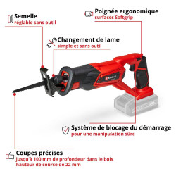 Scie universelle sans fil – TE-AP 18 Li Solo – Profondeur de coupe bois 100 mm – Power X-Change - EINHELL 