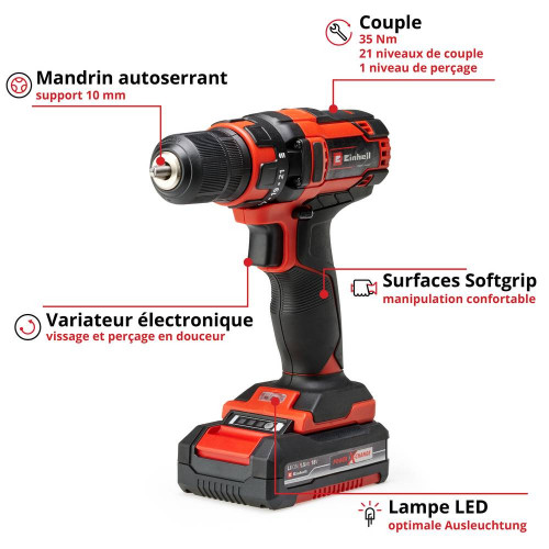 Perceuse visseuse sans fil TC-CD 18/35 Li (1 x 1,5 Ah) - EINHELL